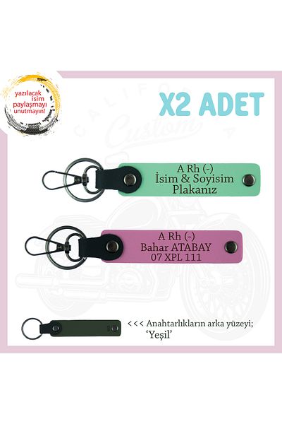 miawiki Gift, Green-Pink-Ysl, for Speed Lovers, Name Plate and a Rh (-) Blood Group Written X2 Keychain Set