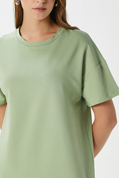 Ritnice Women's Alissa Slit Green Combed Cotton Dress 15171