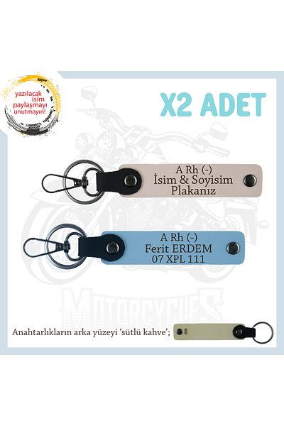 miawiki Name Plate and a Rh (-) Blood Group Written Gift X2 Keychain, Powder-Blue-Sk, Biker Style Special
