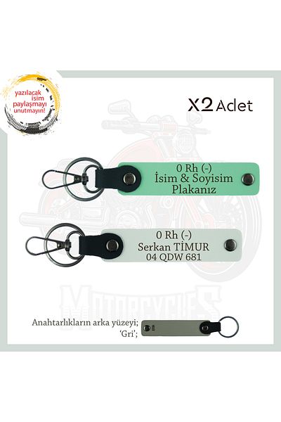 miawiki Set, Green-White-Gr, Special Name Plate for Speed Freaks 0 Rh (-) Blood Group Written Leather X2 Keychain