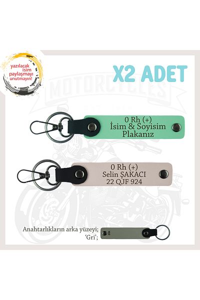 miawiki Name Plate and 0 Rh (+) Blood Group Written Gift X2 Keychain Set, Green-Powder-Gr, Biker Style
