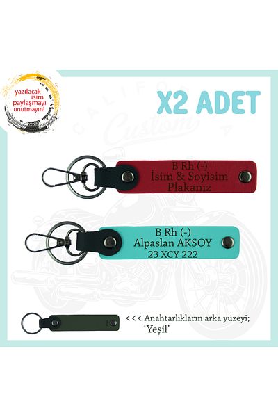 Miaju For Fast People Name Plate and B Rh (-) Blood Group Written X2 Keychain Giveaways Set, Red-Turquoise-Ysl