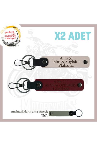 miawiki Motorcycle Keychain with Name Plate and a Rh (-) Blood Group Written, Powder-Burgundy-Gr, Special for Biker Style