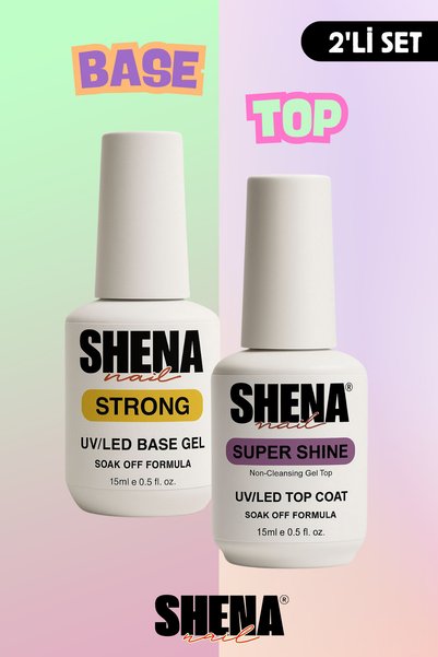 Shena 2li Kat Seti Strong Base Coat Super Shine Top Coat 15 ml - Kalıcı Oje &...