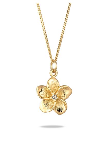 ELLI Halskette Damen Frangipani-Blüten-Anhänger Moderne Kristalle in 925 Sterling Silber