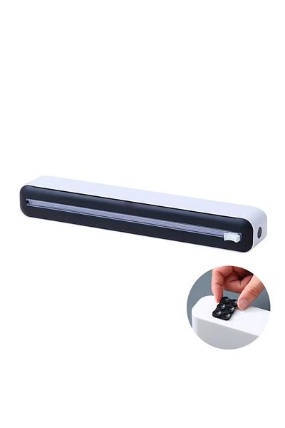Choice Black suction cup 2 in 1 Plastic Wrap Dispenser Food Cling Film Cutter Wrap Storage Box Aluminum Foi
