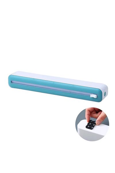 Choice Green suction cup 2 in 1 Plastic Wrap Dispenser Food Cling Film Cutter Wrap Storage Box Aluminum Foi