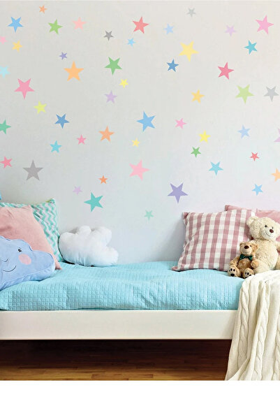KT Decor Set de autocolante de perete pentru camera copiilor Mega Size Softy Stars de 54 bucăți