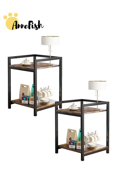 AnneFish Side Table End Table Nightstand Sofa Service Table for Home Living Room and Bedroom Rustic Brown