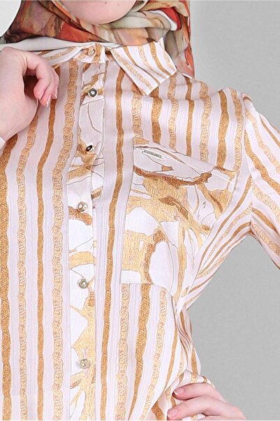 Alvina Striped Buttoned Pocket Detailed Tunic 43707