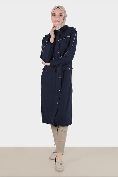 Alvina Hooded and Gathered Waist Trench Coat 10603