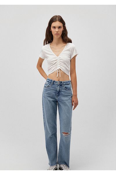 Mavi Crop Top alb adunat Slim Fit / Slim Fit 1612670 -70057