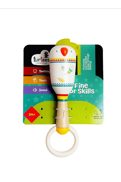 turtees Rattle, Baby peacock rattle, teether, handle