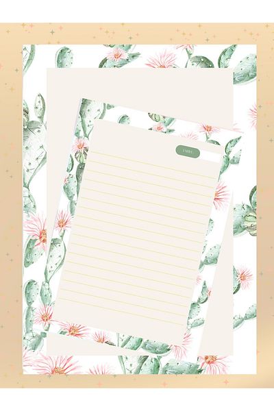 Ez&Tu Stıcker Our Cactus Notepad Set A4-A5-Size Notepad -Notepad School