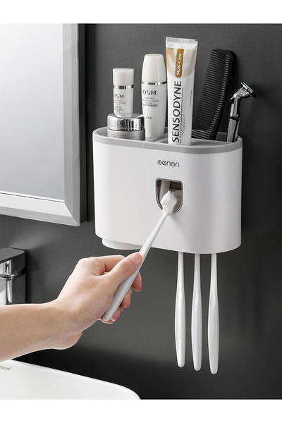 Choice 01 Magnetic Adsorption Inverted Toothbrush Holder Wall-mounted Double ...
