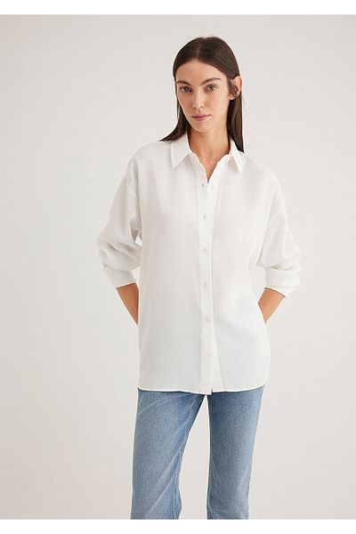 Mavi Πουκάμισο Lux Touch Ecru Modal Loose Fit / Loose Relaxed Fit 1210891 -70057