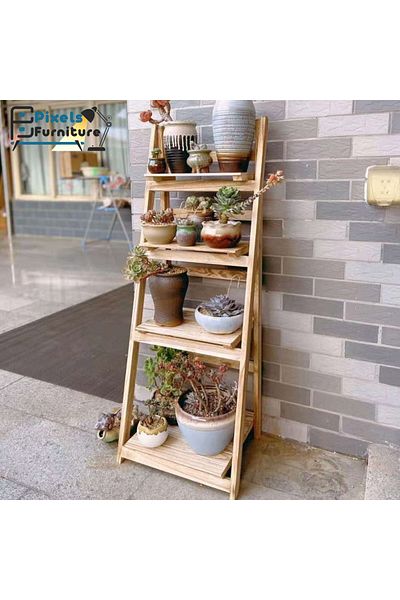 PixelsFurniture Pixel Furniture 4-Tier Foldable Wooden Ladder Rack, Multi-Purpose