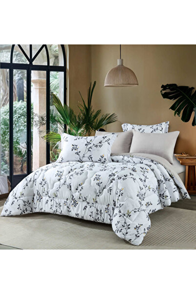 Alhabib bedding مفرش كوين ملمس ناعم أبيض برسومات الزهور يناسب سرير 200x150 سم...