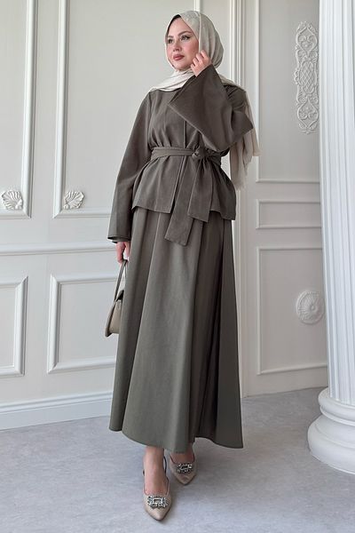 InStyle Σετ φούστας Modal Khaki με φαρδύ μανίκι