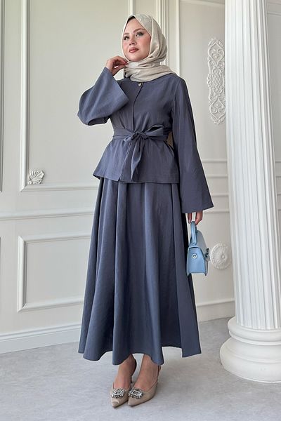 InStyle Σετ φούστας Modal Grey με φαρδύ μανίκι