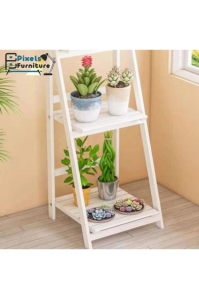 PixelsFurniture Pixel Furniture 3-Tier Foldable Wooden Ladder Rack, Multi-Purpose