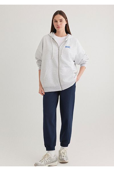 Mavi Graues Kapuzen-Sweatshirt mit Logo-Print 1S10246-88468