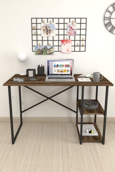 Bofigo 60*120 CM 2 Shelves Metal Study Desk Computer Desk Office Dinner Table Lidya