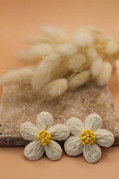 Luvix Design Wicker Look Daisy Earrings - Natural Texture