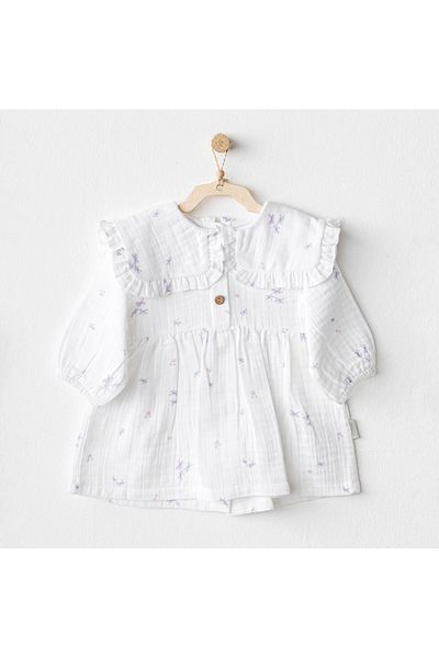 andywawa Ac25585 Magical Butterfly Muslin Baby Dress White