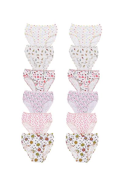 Ceylanoğlu Girl's Mixed Patterned Lycra 12-Piece Printed Panties