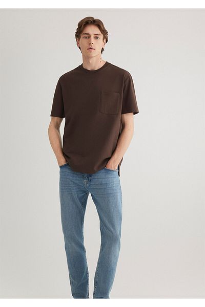 Mavi Καφέ Basic T-Shirt με λεπτομέρεια τσέπης Loose Fit / Loose Relaxed Fit 066248 -88067