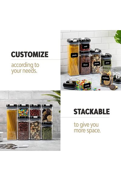 Lumely 7 Piece Airtight Food Storage Containers Set,BPA Free Plastic,Easy Lock Lid,with Pen and Stickers