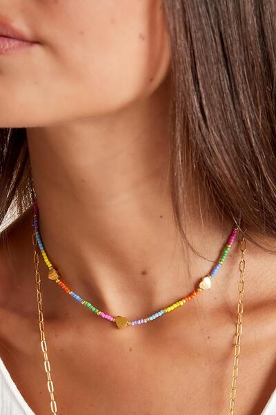 New Obsessions قلادة قلب بوهيمية طبيعية من اللؤلؤ الطبيعي - صناعة يدوية