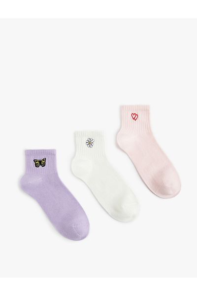 Koton Embroidery Detailed Cotton 3-Piece Socks Set