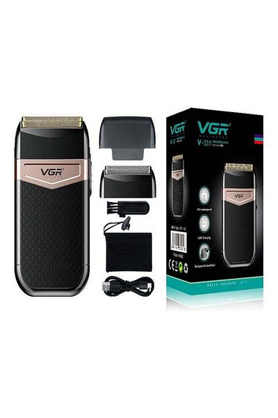 VGR ماكينة حلاقة V-331 ثنائية الشفرة، ماكينة تشذيب اللحية، ماكينة حلاقة كهربائية احترافية قابلة لإعادة الشحن، لاسلكية
