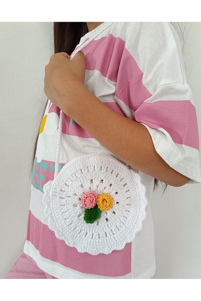 diğerr1 Megahan boutıque bayramlık el emeğı askılı çapraz çiçekli yuvarlak kı...