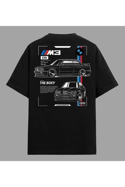 Edizen Tricou BMW M3 E30 Unisex Oversize 100% Bumbac Negru