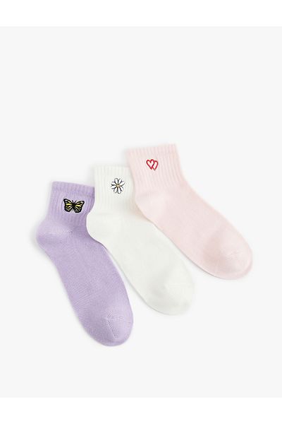 Koton Embroidery Detailed Cotton 3-Piece Socks Set