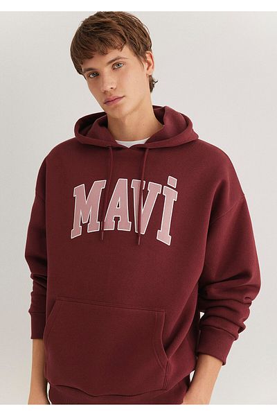 Mavi Logo Printed Hooded Red Sweatshirt 067149 -70396
