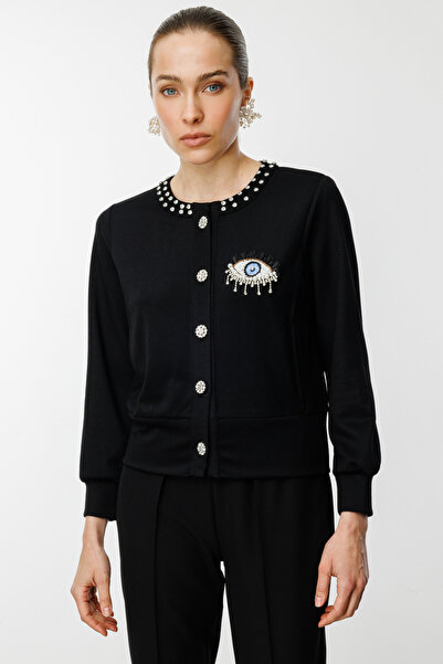 ON Ζακέτα με σχέδιο ματιών με πέτρινη λεπτομέρεια στον γιακά