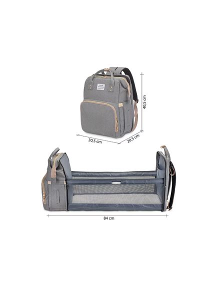 OEM Multifunctional baby backpack, with extendable cot, unisex model, gray, 305x205x405 mm