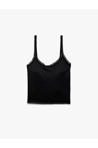 Koton Lace Detailed Thin Strap Crop Tank Top