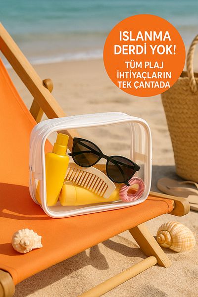 HİG HOME Waterproof Transparent Beach Bag – Organizer for Vacation