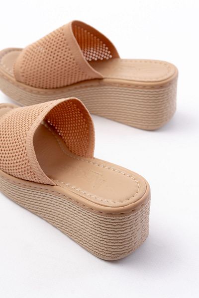 Moda Asmira 232-460 Nut Knitwear Daily Orthopedic Wedge Heel Women's Slippers