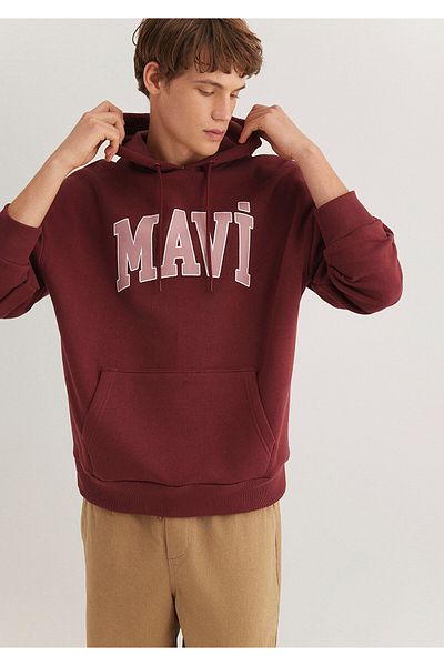 Mavi Logo Printed Hooded Red Sweatshirt 067149 -70396