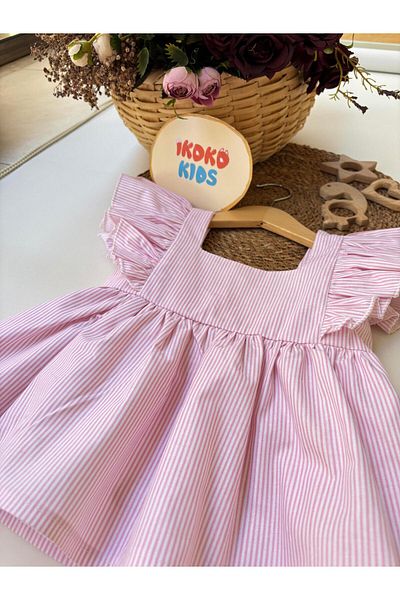 ikokokids Blue-Striped-Ruffle-Detail-Dress