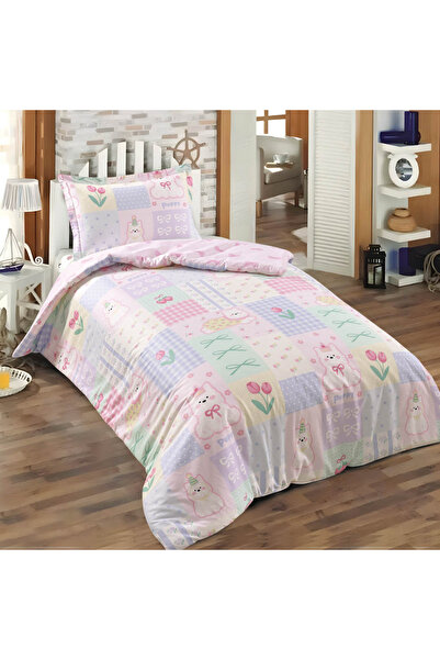 Alhabib bedding مفرش مفرد ونص 100% قطن أبيض وردي متعدد الرسومات يناسب سرير 22...