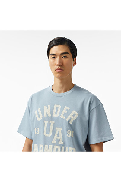 Under Armour Heavyweight Varsity Oversize Erkek Mavi T-Shirt