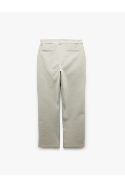 Koton Viscose Blended Pique Fabric Folded Leg Slim Fit Chino Trousers