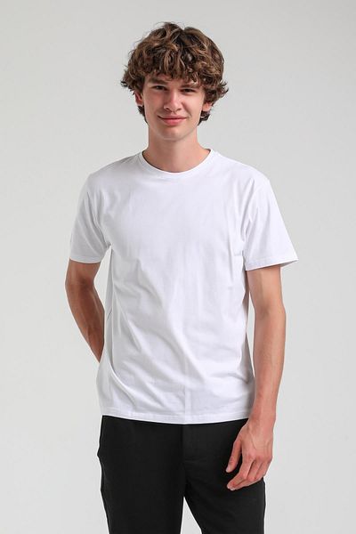 NEW WORLD POLO Crew Neck Slim Fit White Lycra Cotton Stretch Fabric Basic T-Shirt 24Ssm20339